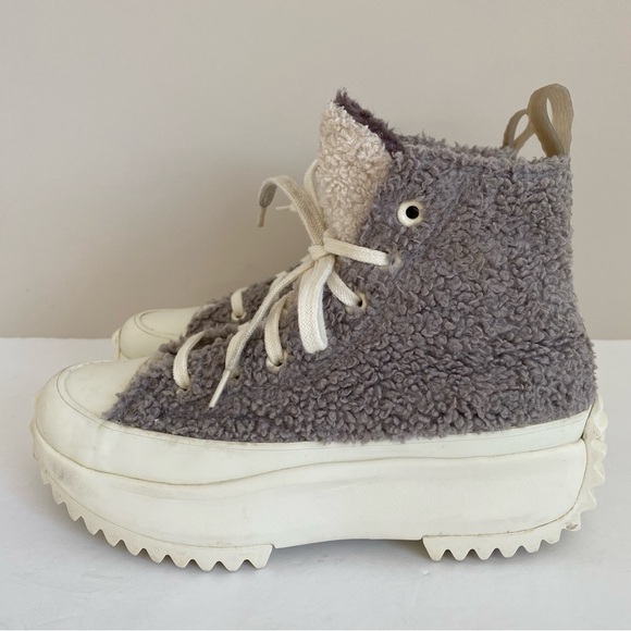 Converse Run Star Hike Sherpa Gray mauve Lined Platform Sneakers size 7 - Picture 4 of 16